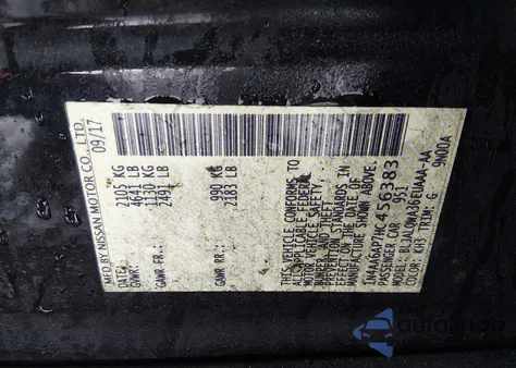 2017 Nissan Maxima 3.5 S z USA, uszkodzony, nr VIN 1N4AA6AP7HC456383